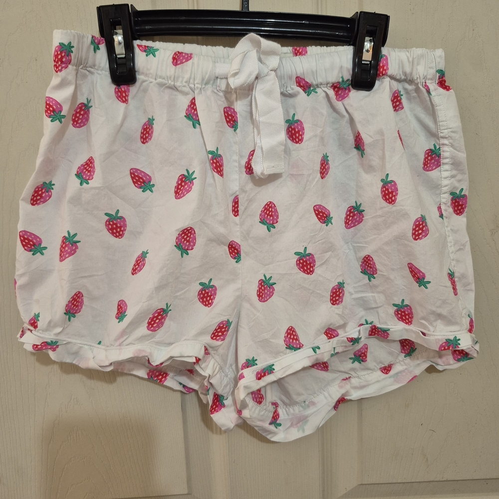 J. Crew White Shorts with Strawberry Pattern